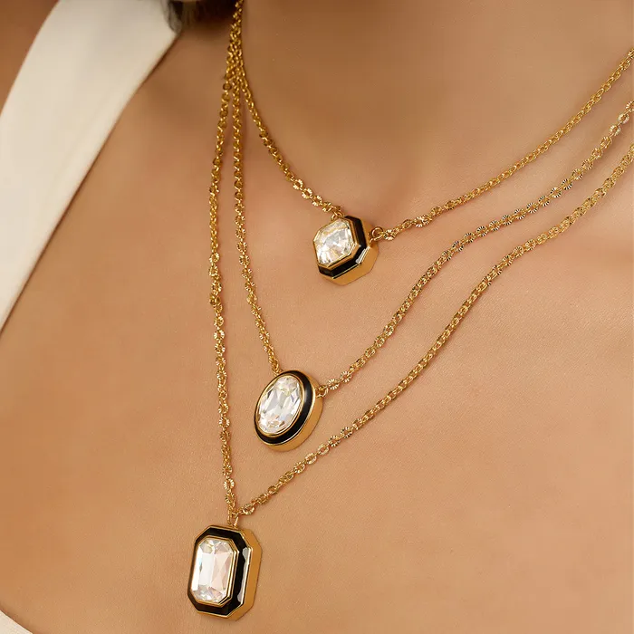 Necklaces Isharya Modern Indian Jewelry Bling Crystal Layered Necklace Necklaces Isharya Modern Indian Jewelry Bling Crystal Layered Necklace