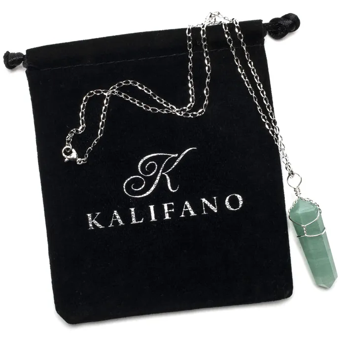 Necklaces Kalifano Aventurine Point Healing Stone Pendant on Necklace
