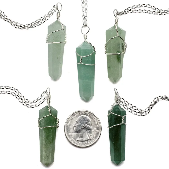 Necklaces Kalifano Aventurine Point Healing Stone Pendant on Necklace