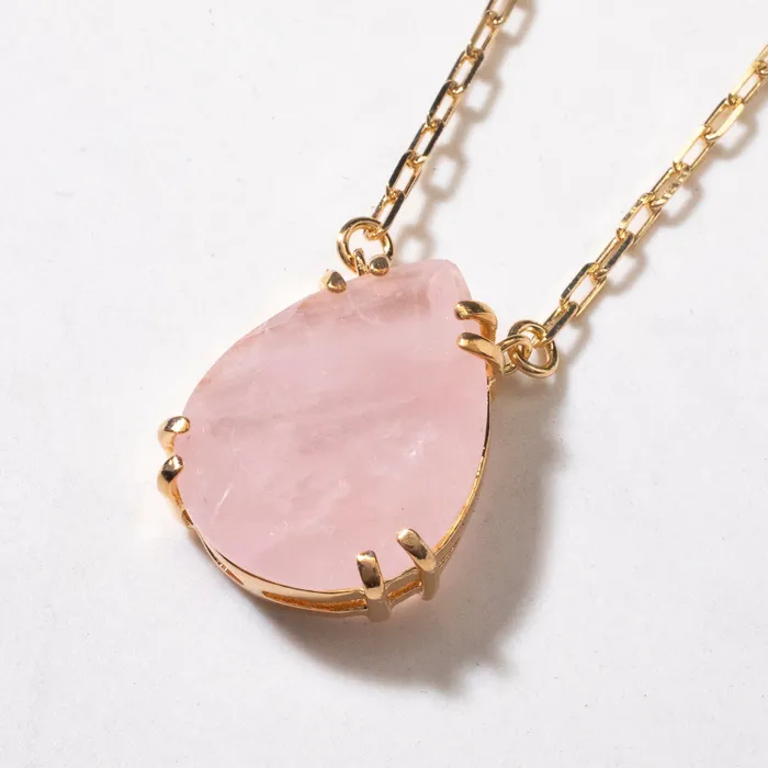 Necklaces KALIFANO Rose Quartz Citrine Drop Necklace