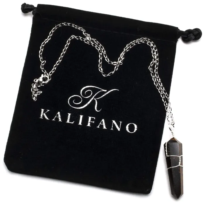 Necklaces Kalifano Tiger Eye Point Healing Stone Pendant on Necklace