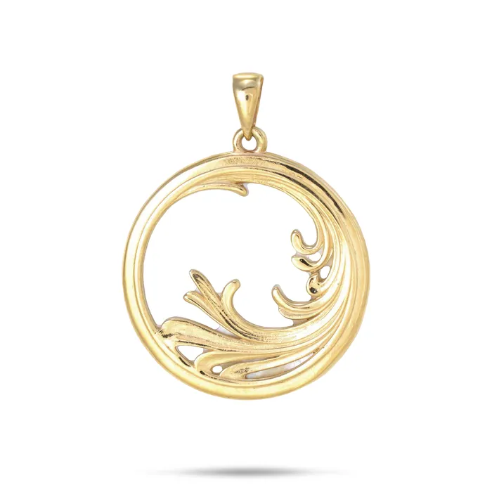 Necklaces Maui Divers Jewelry Nalu Splash Mother of Pearl Pendant in Gold 27mm