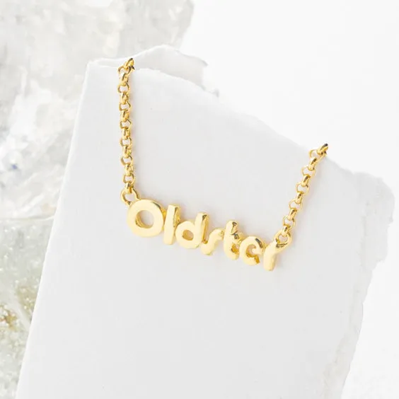 Necklaces Oldster Nameplate Necklace Waxing Poetic
