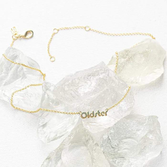 Necklaces Oldster Nameplate Necklace Waxing Poetic