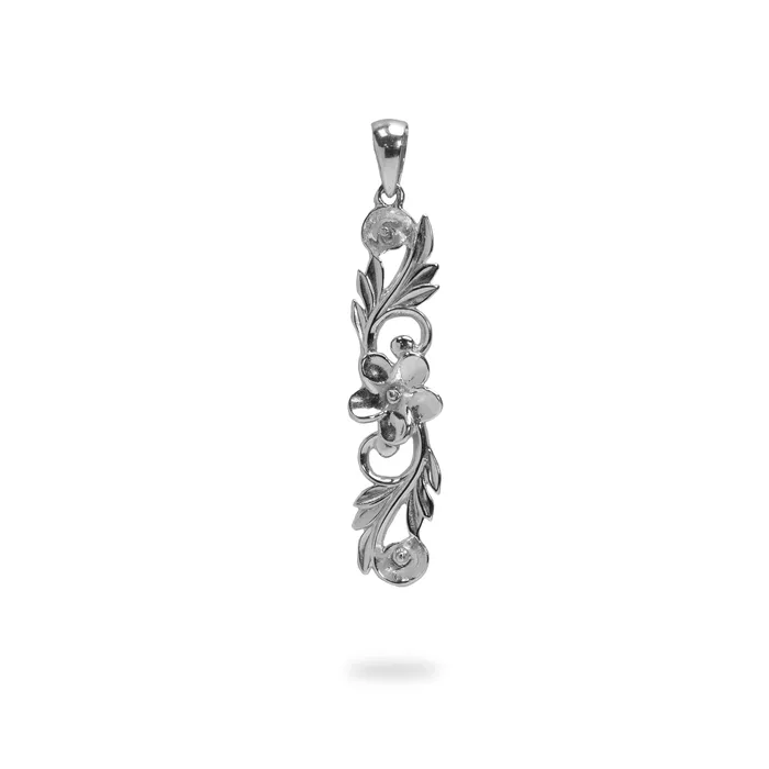 Necklaces Pick A Pearl Hawaiian Heirloom Plumeria Pendant in Sterling Silver 35mm PickAPearl