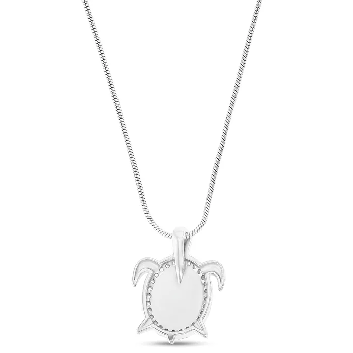 Necklaces Silver Sterling Silver Rhodium Larimar CZ Turtle 22 Round Snake Adjustable Necklace Necklaces Silver Sterling Silver Rhodium Larimar CZ Turtle 22 Round Snake Adjustable Necklace