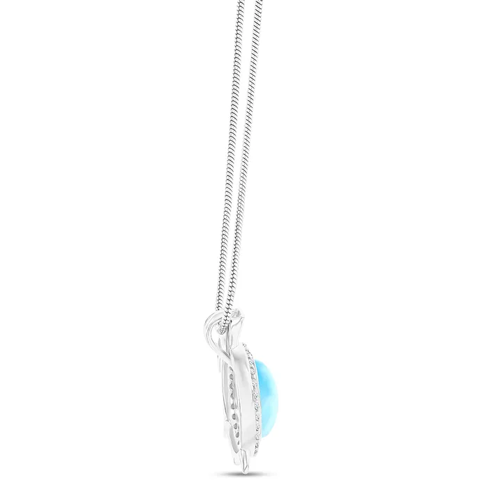 Necklaces Silver Sterling Silver Rhodium Larimar CZ Turtle 22 Round Snake Adjustable Necklace Necklaces Silver Sterling Silver Rhodium Larimar CZ Turtle 22 Round Snake Adjustable Necklace