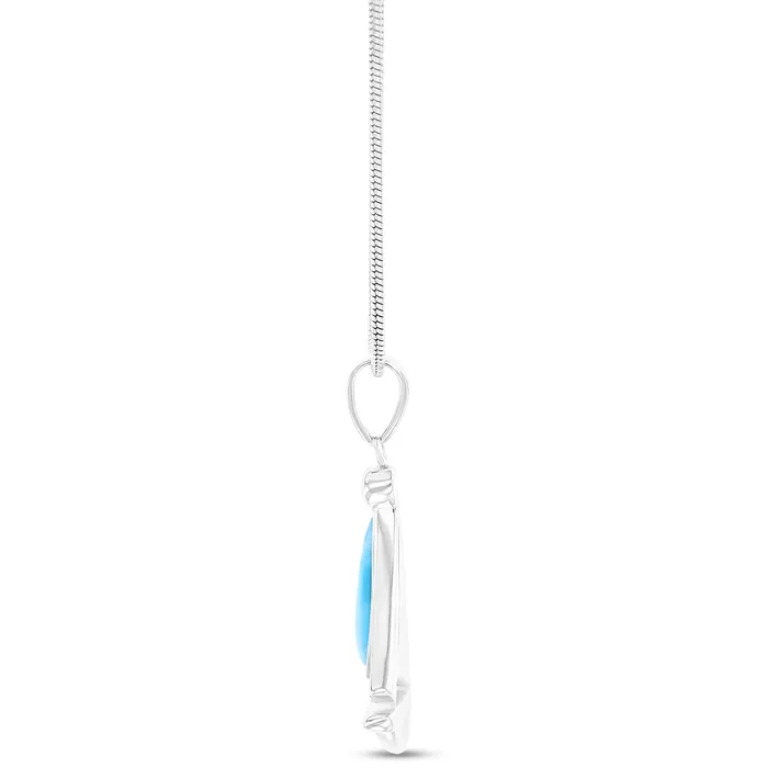 Necklaces Silver Sterling Silver Rhodium Larimar Sail Boat 22 Round Snake Adjustable Necklace