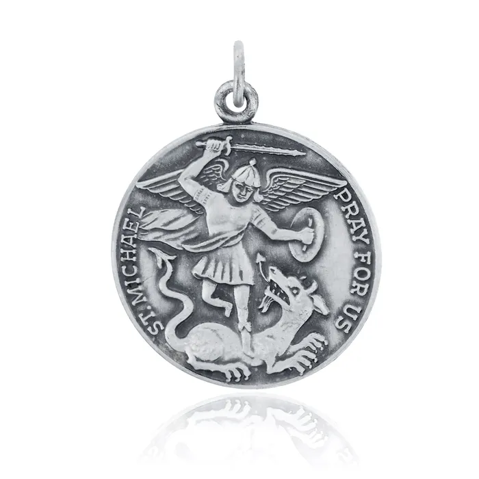 Necklaces Silver Sterling Silver Rhodium Oxidized 25mm ST Michael Pendant