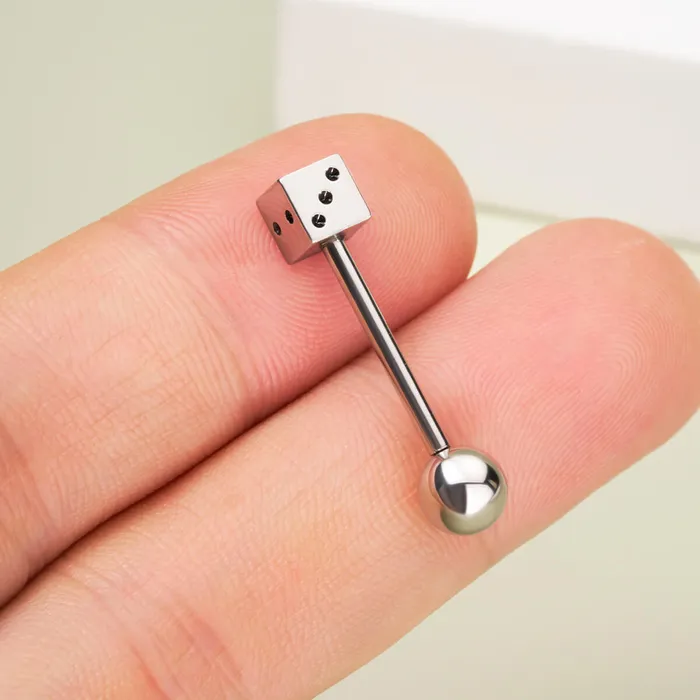 OUFER BODY JEWELRY 14G Internally Threaded Dice Shape Tongue Barbell Ring Rings OUFER BODY JEWELRY 14G Internally Threaded Dice Shape Tongue Barbell Ring Rings