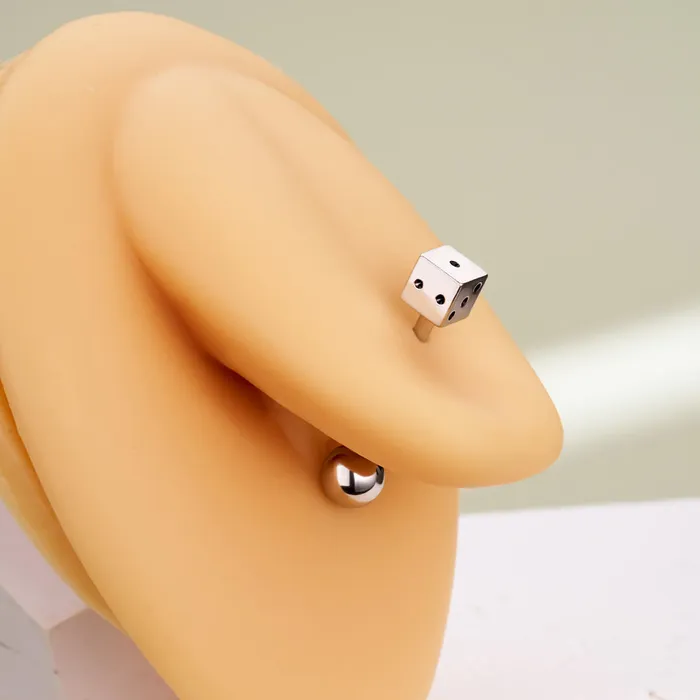 OUFER BODY JEWELRY 14G Internally Threaded Dice Shape Tongue Barbell Ring Rings OUFER BODY JEWELRY 14G Internally Threaded Dice Shape Tongue Barbell Ring Rings