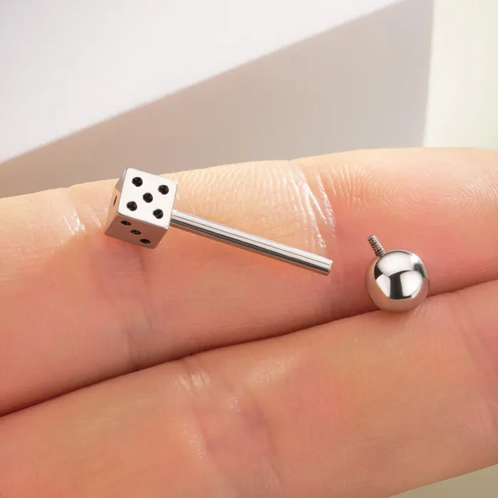 OUFER BODY JEWELRY 14G Internally Threaded Dice Shape Tongue Barbell Ring Rings OUFER BODY JEWELRY 14G Internally Threaded Dice Shape Tongue Barbell Ring Rings