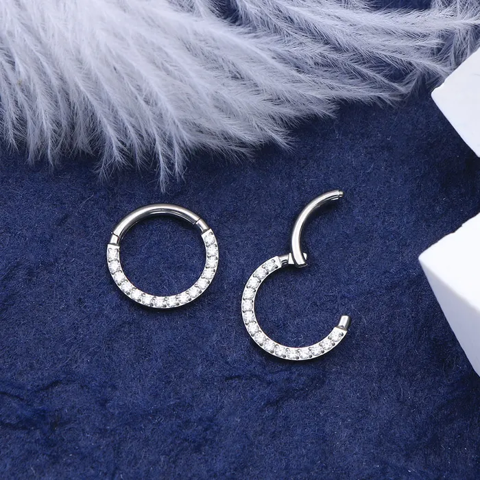 OUFER BODY JEWELRY 16G Crystal CZ Titanium Hinged Segment Septum Ring Rings OUFER BODY JEWELRY 16G Crystal CZ Titanium Hinged Segment Septum Ring Rings