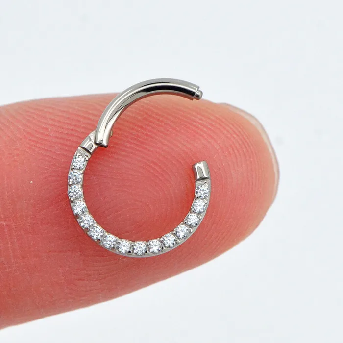 OUFER BODY JEWELRY 16G Crystal CZ Titanium Hinged Segment Septum Ring Rings OUFER BODY JEWELRY 16G Crystal CZ Titanium Hinged Segment Septum Ring Rings
