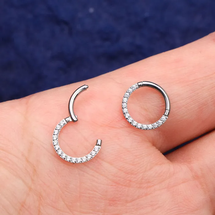 OUFER BODY JEWELRY 16G Crystal CZ Titanium Hinged Segment Septum Ring Rings OUFER BODY JEWELRY 16G Crystal CZ Titanium Hinged Segment Septum Ring Rings