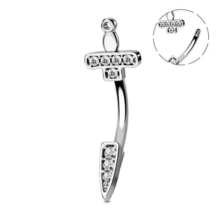 OUFER BODY JEWELRY 16G SwordDagger CZ Curved Rook Earring Eyebrow Ring Rings OUFER BODY JEWELRY 16G SwordDagger CZ Curved Rook Earring Eyebrow Ring Rings