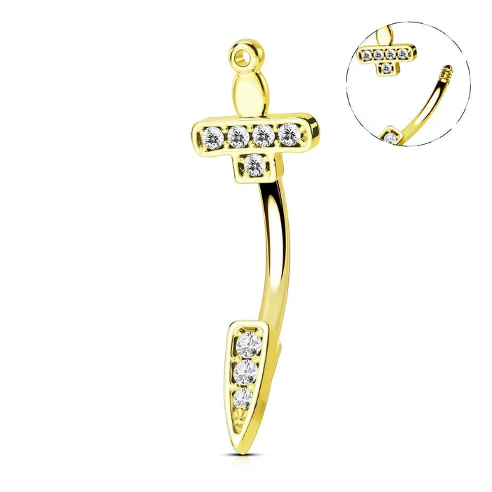 OUFER BODY JEWELRY 16G SwordDagger CZ Curved Rook Earring Eyebrow Ring Rings OUFER BODY JEWELRY 16G SwordDagger CZ Curved Rook Earring Eyebrow Ring Rings