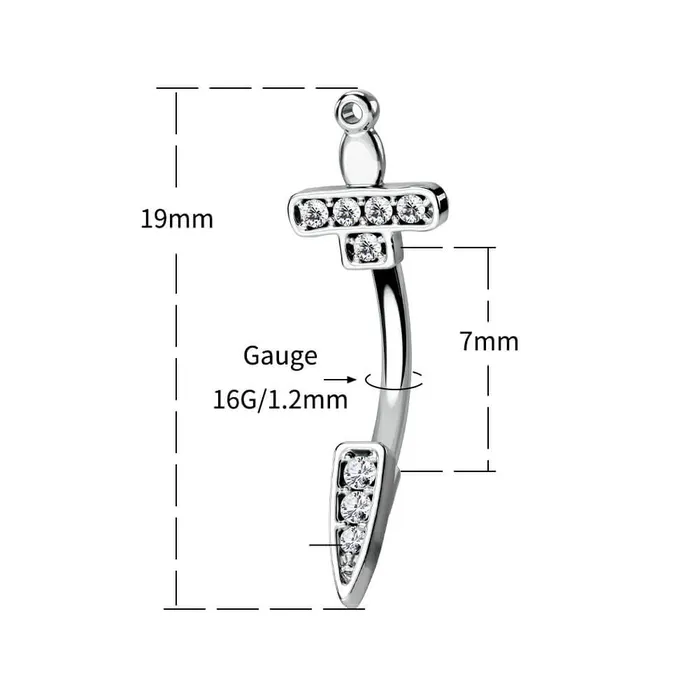 OUFER BODY JEWELRY 16G SwordDagger CZ Curved Rook Earring Eyebrow Ring Rings OUFER BODY JEWELRY 16G SwordDagger CZ Curved Rook Earring Eyebrow Ring Rings