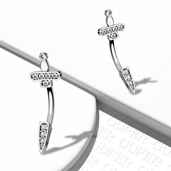 OUFER BODY JEWELRY 16G SwordDagger CZ Curved Rook Earring Eyebrow Ring Rings OUFER BODY JEWELRY 16G SwordDagger CZ Curved Rook Earring Eyebrow Ring Rings