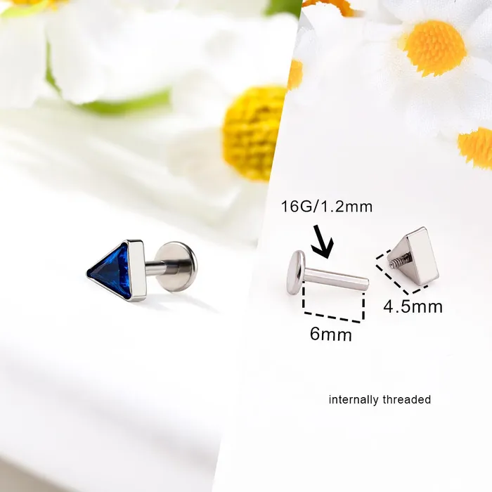 OUFER BODY JEWELRY 16G Titanium Internally Threaded Crystal CZ Triangle Cartilage Stud Collection Earrings OUFER BODY JEWELRY 16G Titanium Internally Threaded Crystal CZ Triangle Cartilage Stud Collection Earrings