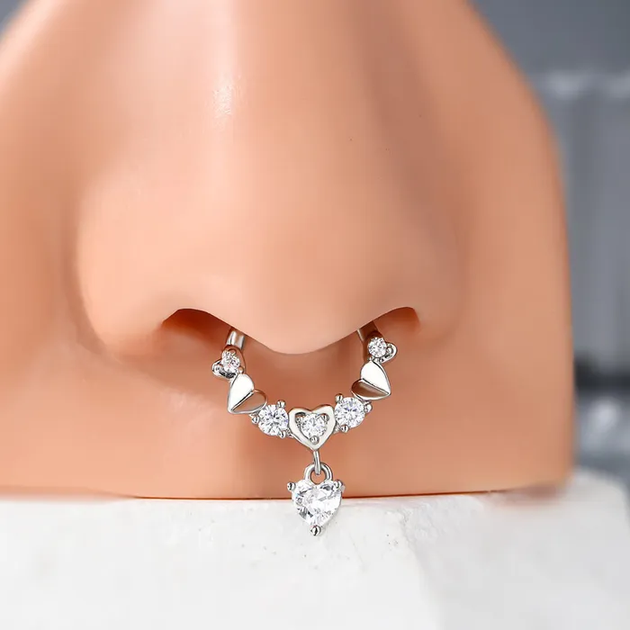 OUFER BODY JEWELRY Deep Love 16G Heart Style Septum Ring Rings