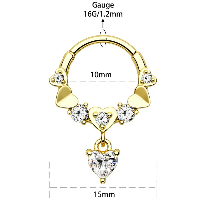 OUFER BODY JEWELRY Deep Love 16G Heart Style Septum Ring Rings
