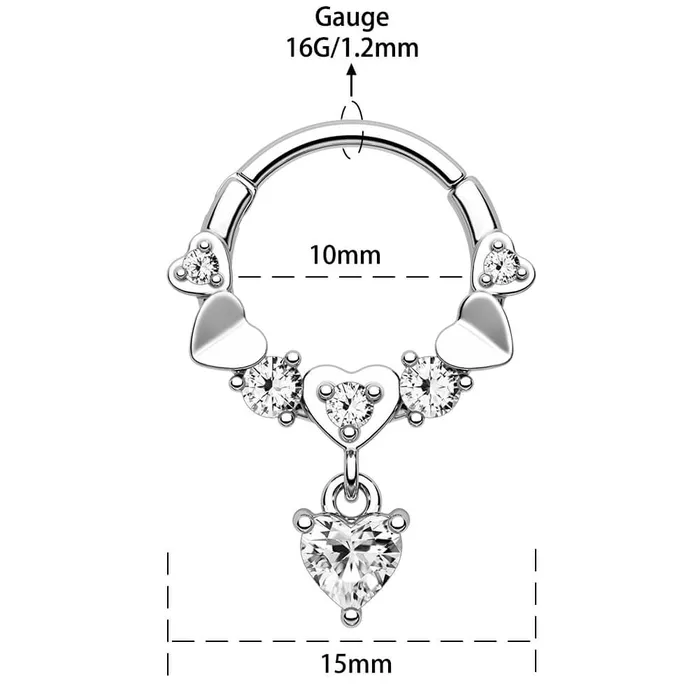 OUFER BODY JEWELRY Deep Love 16G Heart Style Septum Ring Rings