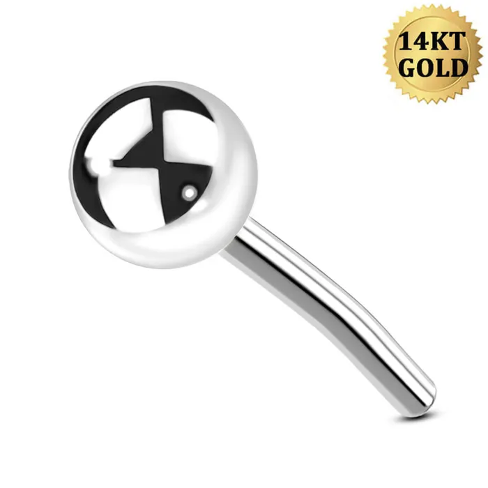 OUFER BODY JEWELRY Earrings 14K White Gold Round Head Push Pin Stud
