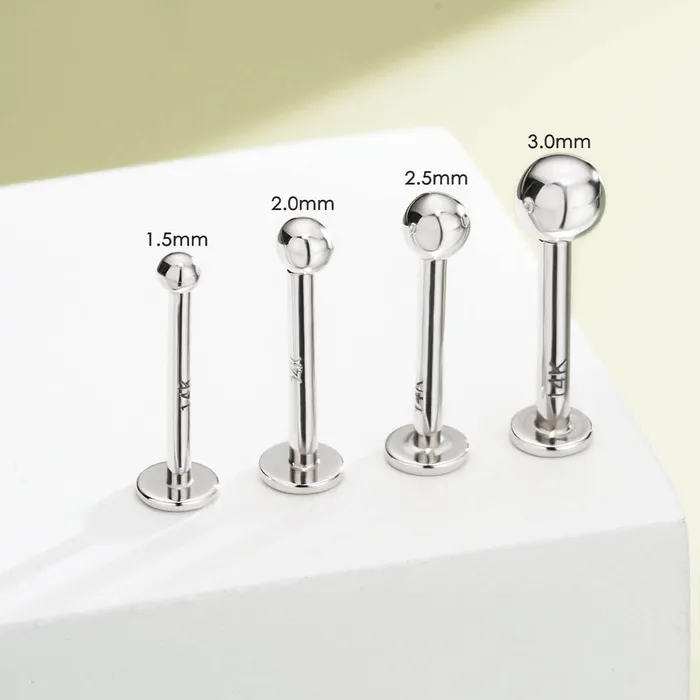 OUFER BODY JEWELRY Earrings 14K White Gold Round Head Push Pin Stud OUFER BODY JEWELRY Earrings 14K White Gold Round Head Push Pin Stud
