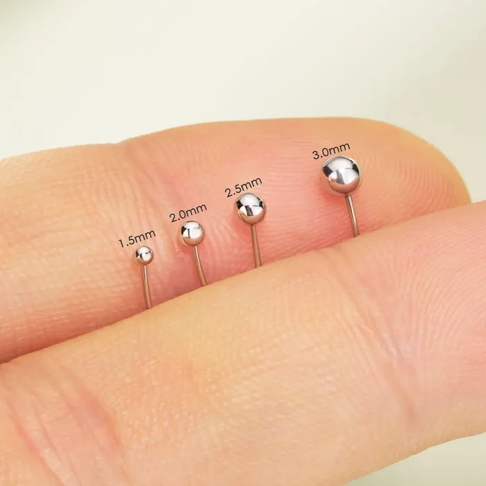 OUFER BODY JEWELRY Earrings 14K White Gold Round Head Push Pin Stud OUFER BODY JEWELRY Earrings 14K White Gold Round Head Push Pin Stud