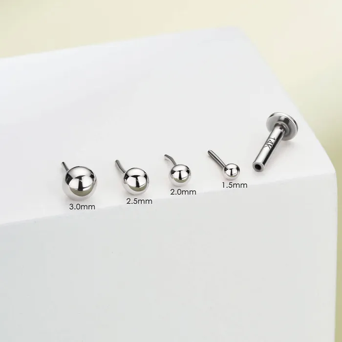 OUFER BODY JEWELRY Earrings 14K White Gold Round Head Push Pin Stud OUFER BODY JEWELRY Earrings 14K White Gold Round Head Push Pin Stud