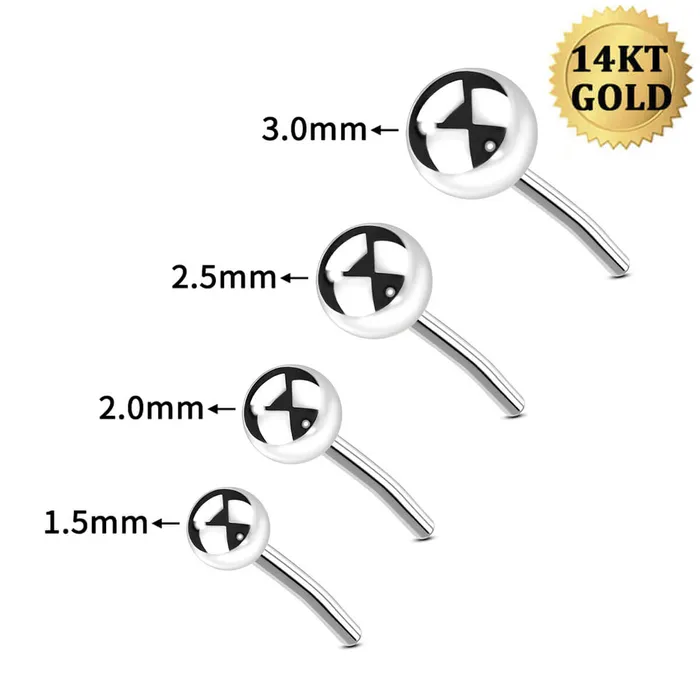 OUFER BODY JEWELRY Earrings 14K White Gold Round Head Push Pin Stud OUFER BODY JEWELRY Earrings 14K White Gold Round Head Push Pin Stud