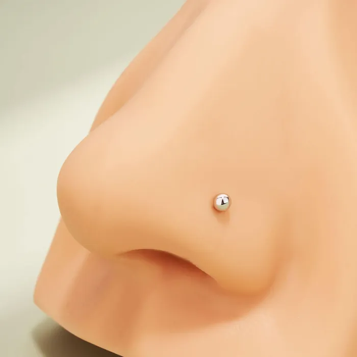 OUFER BODY JEWELRY Earrings 14K White Gold Round Head Push Pin Stud OUFER BODY JEWELRY Earrings 14K White Gold Round Head Push Pin Stud