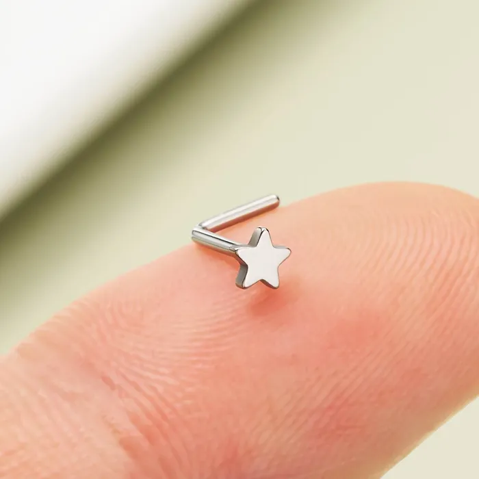 OUFER BODY JEWELRY Earrings 20G Titanium Lshaped Crescent Star Nostril Stud OUFER BODY JEWELRY Earrings 20G Titanium Lshaped Crescent Star Nostril Stud
