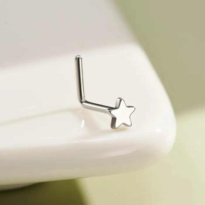 OUFER BODY JEWELRY Earrings 20G Titanium Lshaped Crescent Star Nostril Stud OUFER BODY JEWELRY Earrings 20G Titanium Lshaped Crescent Star Nostril Stud