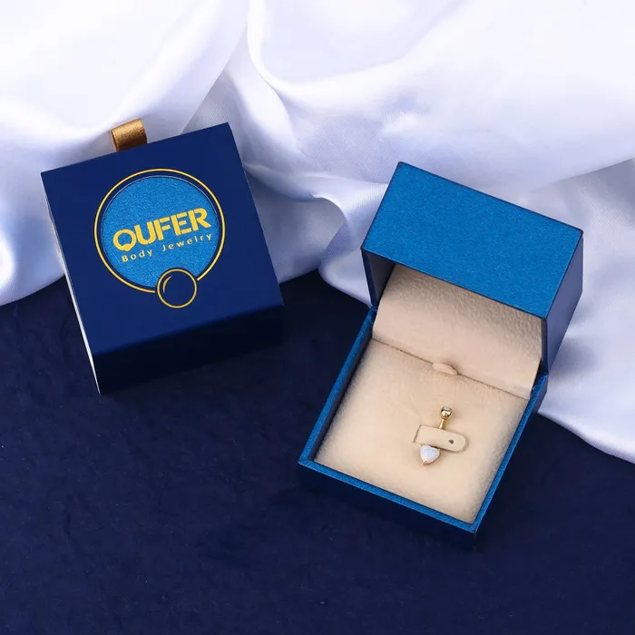 OUFER BODY JEWELRY Rings 14K Gold Heart Opal Belly Button Ring 14G Navel Ring OUFER BODY JEWELRY Rings 14K Gold Heart Opal Belly Button Ring 14G Navel Ring