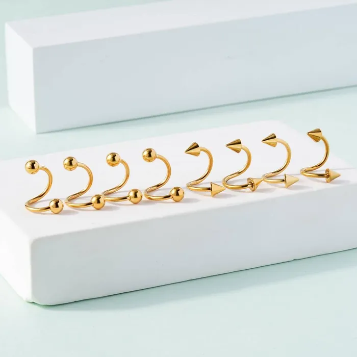 OUFER BODY JEWELRY Rings 16G 8PCS Basic Ball Spike Twisted Spiral Helix Ring Lip Ring Set OUFER BODY JEWELRY Rings 16G 8PCS Basic Ball Spike Twisted Spiral Helix Ring Lip Ring Set