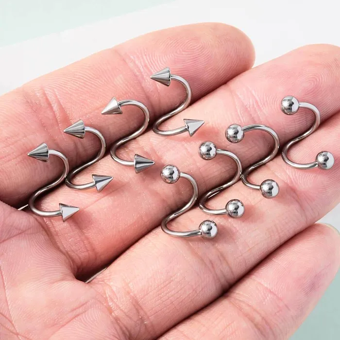 OUFER BODY JEWELRY Rings 16G 8PCS Basic Ball Spike Twisted Spiral Helix Ring Lip Ring Set OUFER BODY JEWELRY Rings 16G 8PCS Basic Ball Spike Twisted Spiral Helix Ring Lip Ring Set