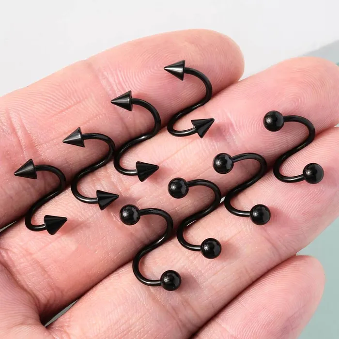 OUFER BODY JEWELRY Rings 16G 8PCS Basic Ball Spike Twisted Spiral Helix Ring Lip Ring Set OUFER BODY JEWELRY Rings 16G 8PCS Basic Ball Spike Twisted Spiral Helix Ring Lip Ring Set