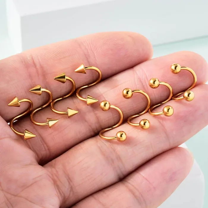 OUFER BODY JEWELRY Rings 16G 8PCS Basic Ball Spike Twisted Spiral Helix Ring Lip Ring Set OUFER BODY JEWELRY Rings 16G 8PCS Basic Ball Spike Twisted Spiral Helix Ring Lip Ring Set