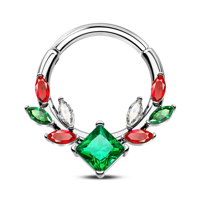 OUFER BODY JEWELRY Rings 16G Christmas Gem Hinged Segment Septum Ring