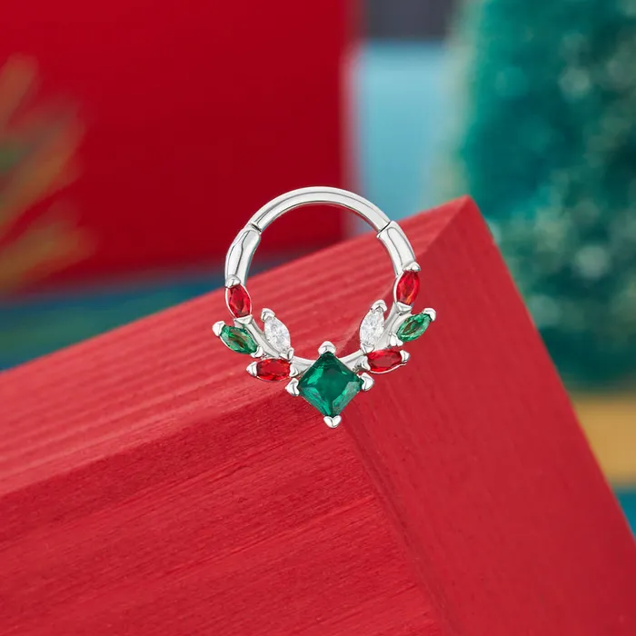 OUFER BODY JEWELRY Rings 16G Christmas Gem Hinged Segment Septum Ring OUFER BODY JEWELRY Rings 16G Christmas Gem Hinged Segment Septum Ring
