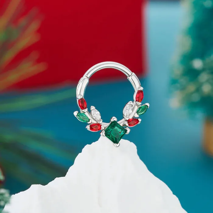 OUFER BODY JEWELRY Rings 16G Christmas Gem Hinged Segment Septum Ring OUFER BODY JEWELRY Rings 16G Christmas Gem Hinged Segment Septum Ring