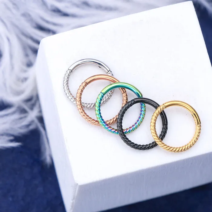 OUFER BODY JEWELRY Rings 16G FiveColors Waven Hinged Segment Conch Ring OUFER BODY JEWELRY Rings 16G FiveColors Waven Hinged Segment Conch Ring