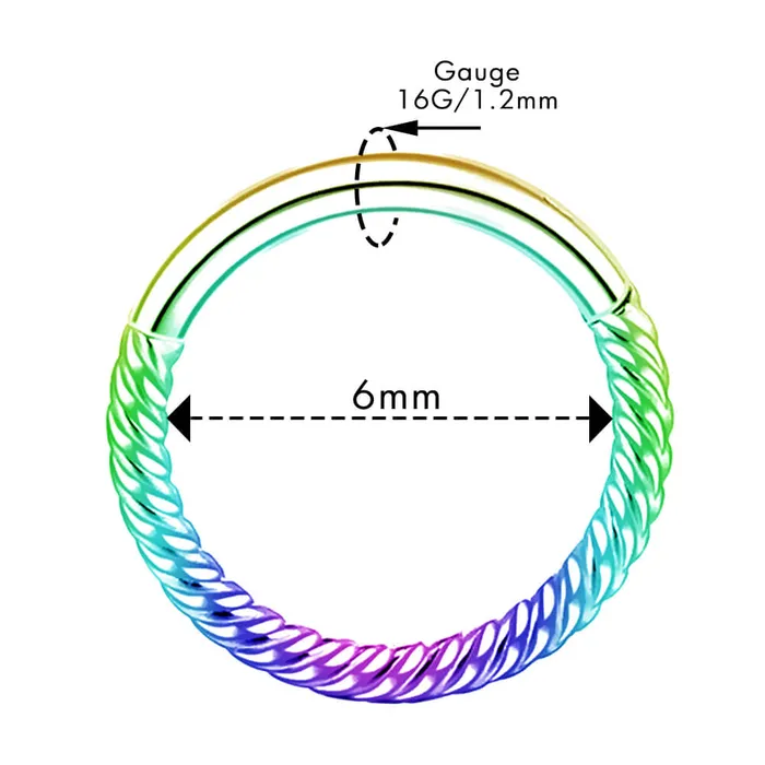OUFER BODY JEWELRY Rings 16G FiveColors Waven Hinged Segment Conch Ring OUFER BODY JEWELRY Rings 16G FiveColors Waven Hinged Segment Conch Ring