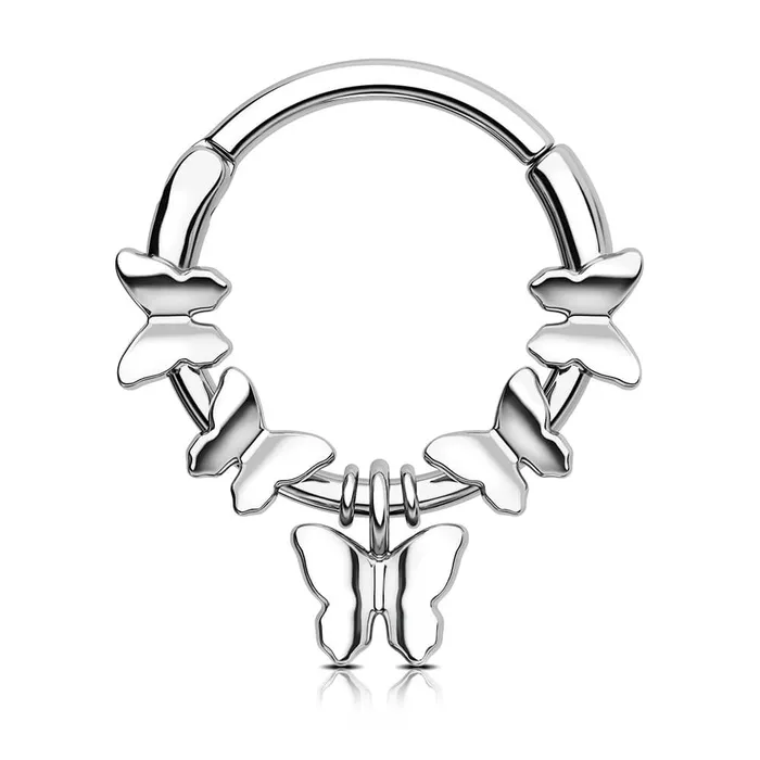 OUFER BODY JEWELRY Rings 16G Symmetrical Butterfly Clicker Septum Ring
