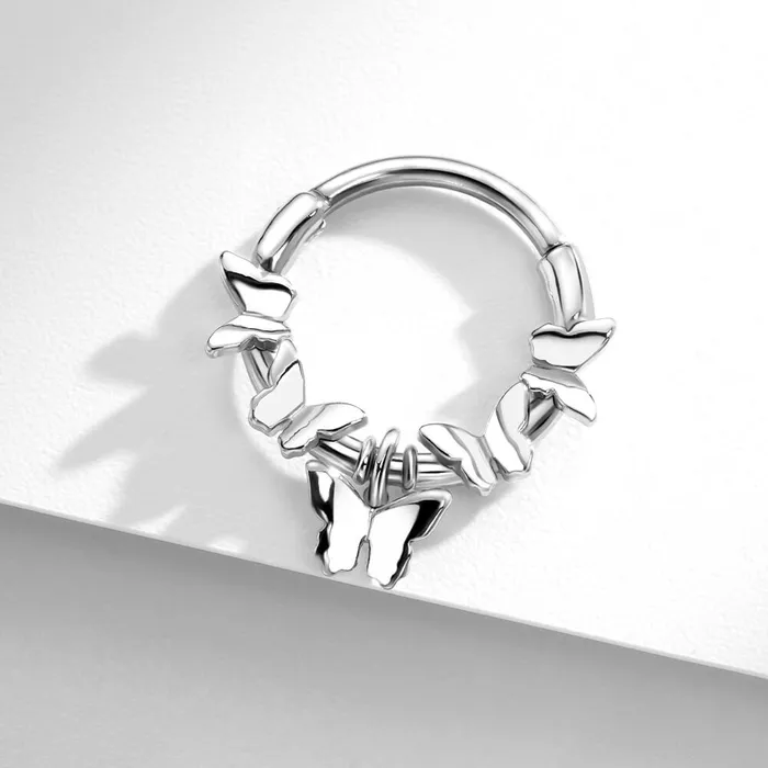 OUFER BODY JEWELRY Rings 16G Symmetrical Butterfly Clicker Septum Ring OUFER BODY JEWELRY Rings 16G Symmetrical Butterfly Clicker Septum Ring