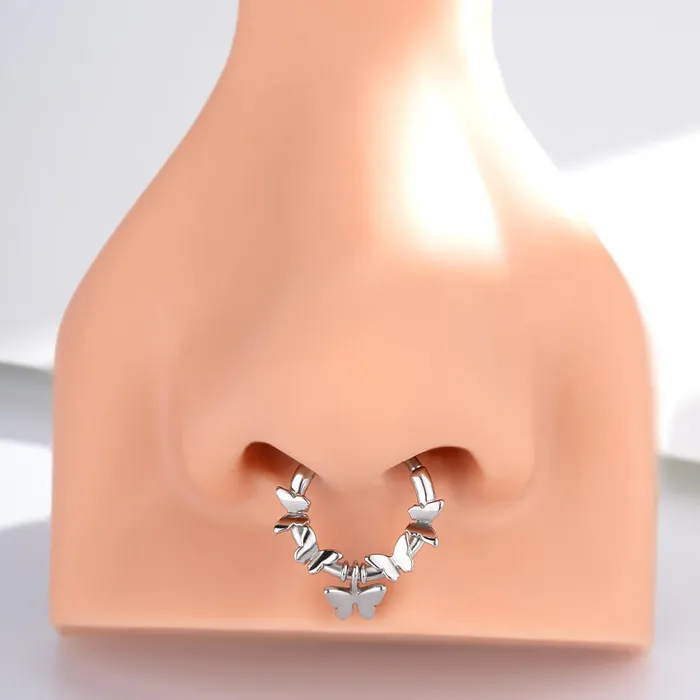 OUFER BODY JEWELRY Rings 16G Symmetrical Butterfly Clicker Septum Ring OUFER BODY JEWELRY Rings 16G Symmetrical Butterfly Clicker Septum Ring