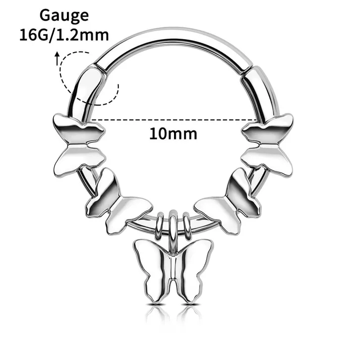OUFER BODY JEWELRY Rings 16G Symmetrical Butterfly Clicker Septum Ring OUFER BODY JEWELRY Rings 16G Symmetrical Butterfly Clicker Septum Ring