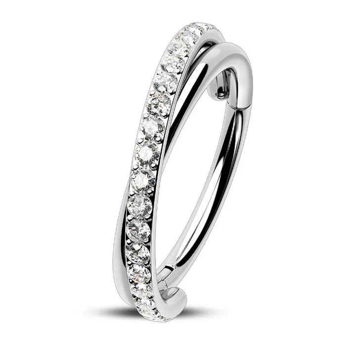 OUFER BODY JEWELRY Rings 18G CZ Hinged Segment Entwine Nose Ring Cartilage Earring